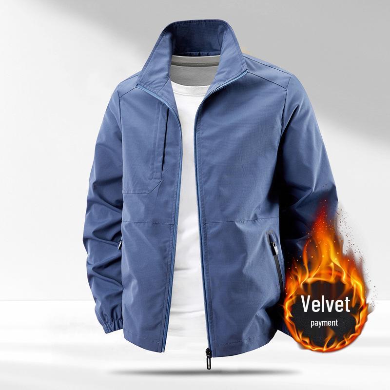 Men s Fleece-Lined Windproof Jacket, 2025 Edition - Short, Lightweight, Loose Fit for Autumn and Winter (6803A) 2XL