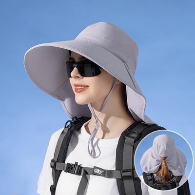 Sombrero de pescador con chal y protector solar, ideal para verano, para exteriores, playa, viajes, lavabo