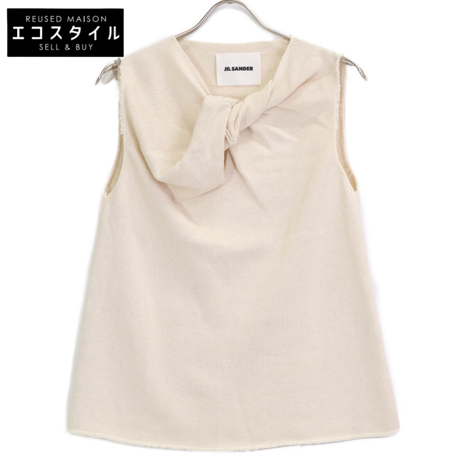 

JIL SANDER JSWS751308 White Knit Sleeveless Top tops 34 whiteUsed