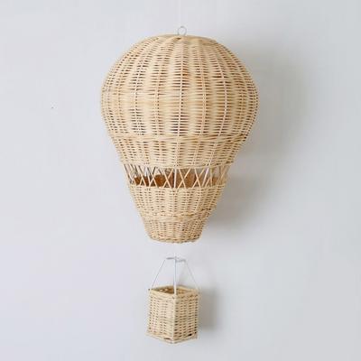 Nordic Style Hand-woven Rattan Small Hot Air Balloon Kids Room Wall Hanging Decors Nursery Craft Decorations Photo Props Gifts