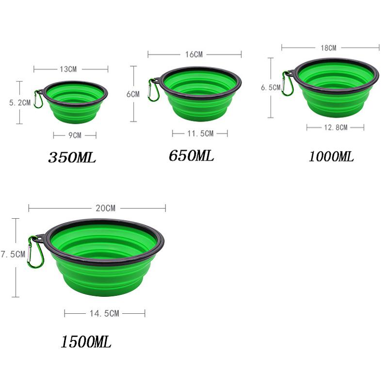 Folding Portable Silicone Dog Feeder Bowl 2 In 1 Pet Dispenser Outdoor Travel Dog with Carabiner Bottle Food Water Container