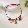 Fashion Simple Handwoven Braided Christmas Bracelets for Women Enamel Metal Xmas Tree Santa Claus Adjustable Bracelet Jewelry