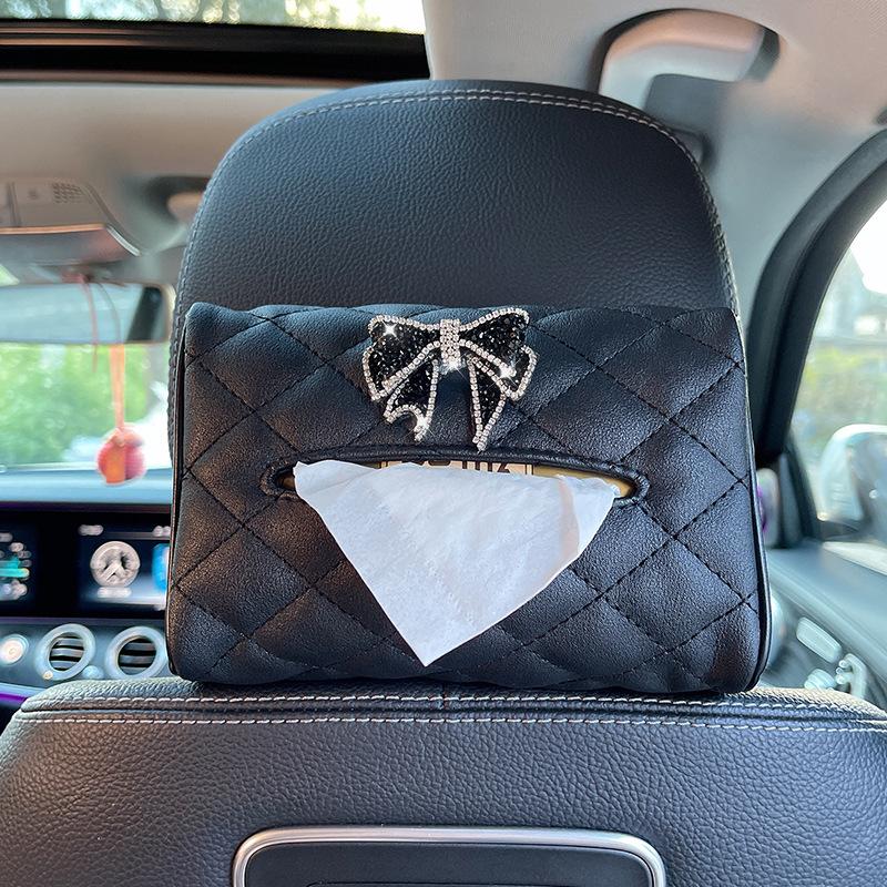 Creative Flower Leather Car Tissue Paper Towel Bag Auto Back Seat Headrest Hanging Tissue Box Boxes Buckle Women Car Accessories