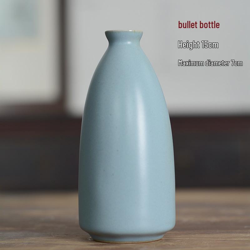 Vaso Ceramica Blu Zen - Mini Composizione Floreale, Ornamento per Soggiorno, Portafiori Secchi, Decorazione Floreale Arte Cerimonia del Tè Giapponese.