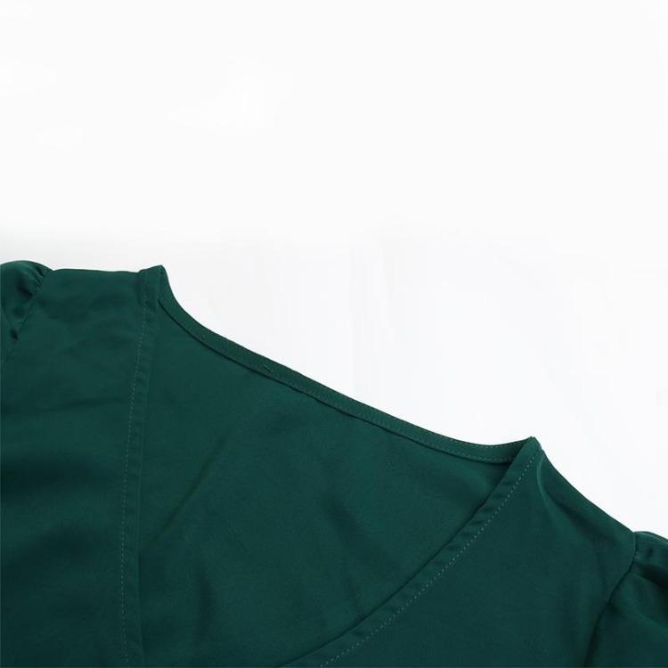 Chic Women Dresses Long Sleeve Lace Up V Neck Solid Color Spring All Match