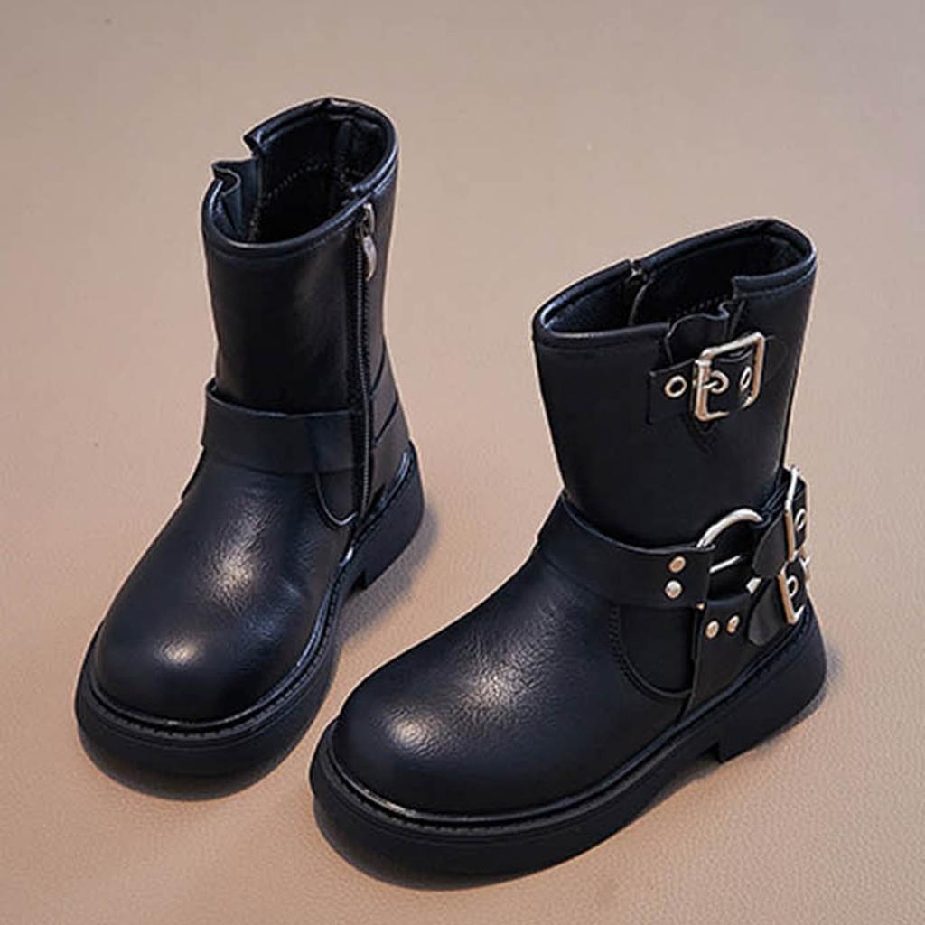 Autumn Winter Platform Cowboy Boots Girls Shoes Fashion Slip-On Chunky Heel Retro Modern Booties Kids Children Platform Shoes