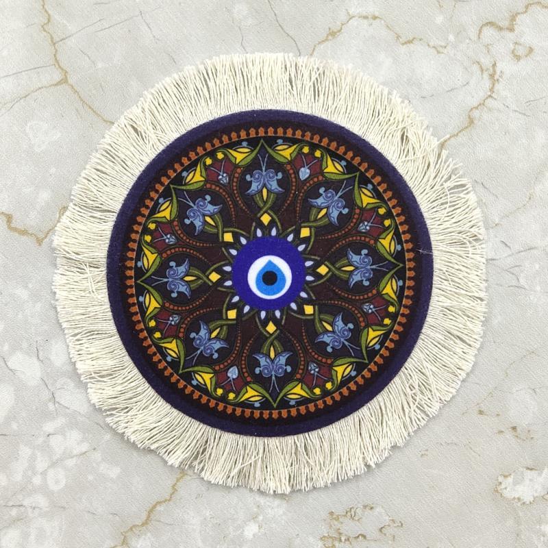 Tea Cup Pad Circular Mouse Wrist Guard Pad Dining Table Coffee Pad Retro Bowl Pad Patterned Design