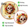 Halloween Skull Window Clings Day of The Dead Flower Static Sticker, Colorful Mexican Floral Glass Indoor Outdoor Festive Art Decal, Waterproof