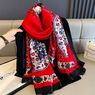 Luxury Brand Women Summer Scarf Florald Print Shawls Wraps Soft Female Muffler Hijab For Beach Travel