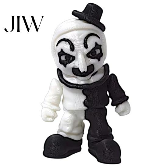 Unique Horror Film Fan Gifts 3D Printed Black And White Clown Ornament, Creative Statue, Detailed Sculptures Mini Figurine for Home Office Halloween