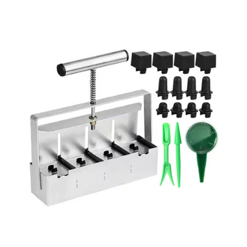 Metal Soil Blocker 4 Cell Hand Held Soil Blocker Come Soil Blocking Tool for  Germination Outdoor Planting Projects 1