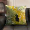 Black Cat Oil Painting Cushion Cover Summer Breathable Linen Organic Fabric Double-Sided Printing Sofa Pillow Case Home Decor