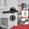 Magnetic Silent Black Wooden Bedroom Door Handle Lock