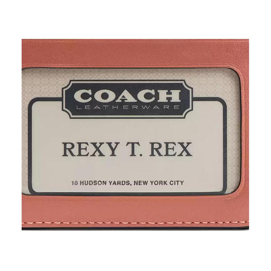 Coach Essential Logo Hardware Coated Canvas And Calfskin Card Holder Women Accessories Melon-Pink CAO37-B4YU2