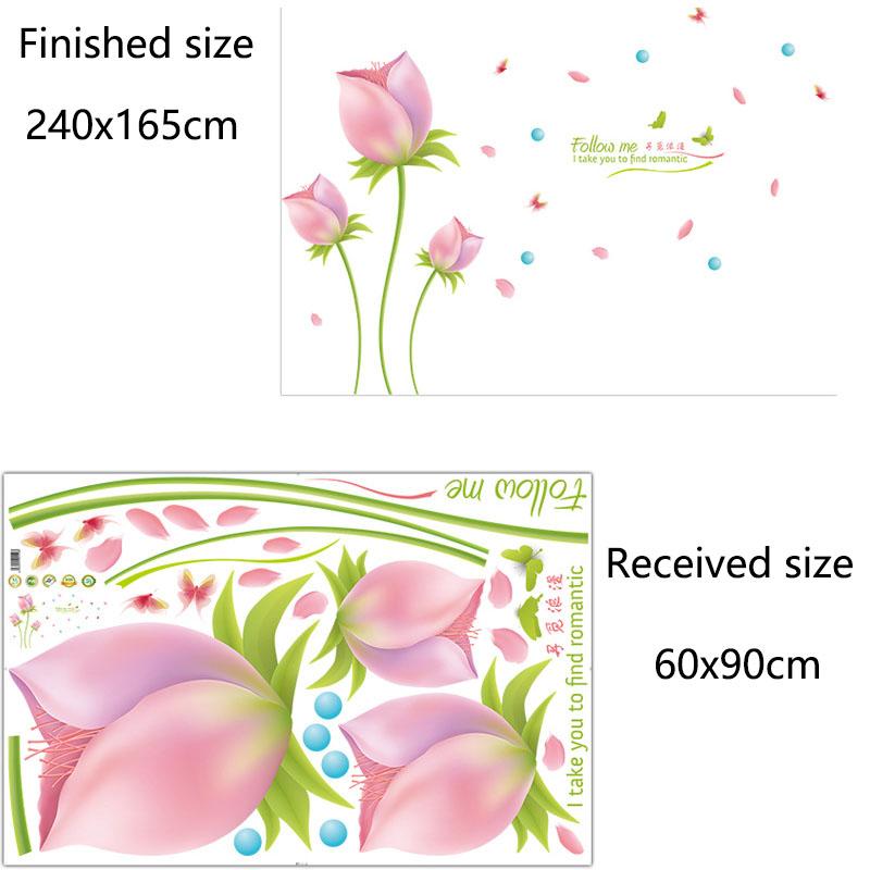 Romantischer Tulpen Wandaufkleber Aufkleber für Wohnzimmer Schlafzimmer, Valentinstags-Heimdeko, Abziehen und Aufkleben Abnehmbare Wandkunst