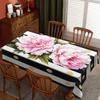 Gorgeous Peony Pattern Polyester Tablecloth - Stylish Striped & Polka Dot Table Cover for Home Dining, Party Table Decoration