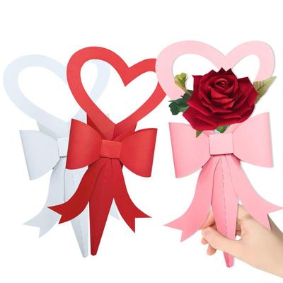 6 Pcs Single Flower Sleeves Flower Bouquet Wrapping Paper Love Heart Floral Gift Box for Anniversary