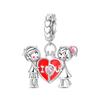 S925 Silver DIY Couple Bracelet Necklace Set with Heart Holding Hands Cat Dog Charm Pendant Bead Jewelry