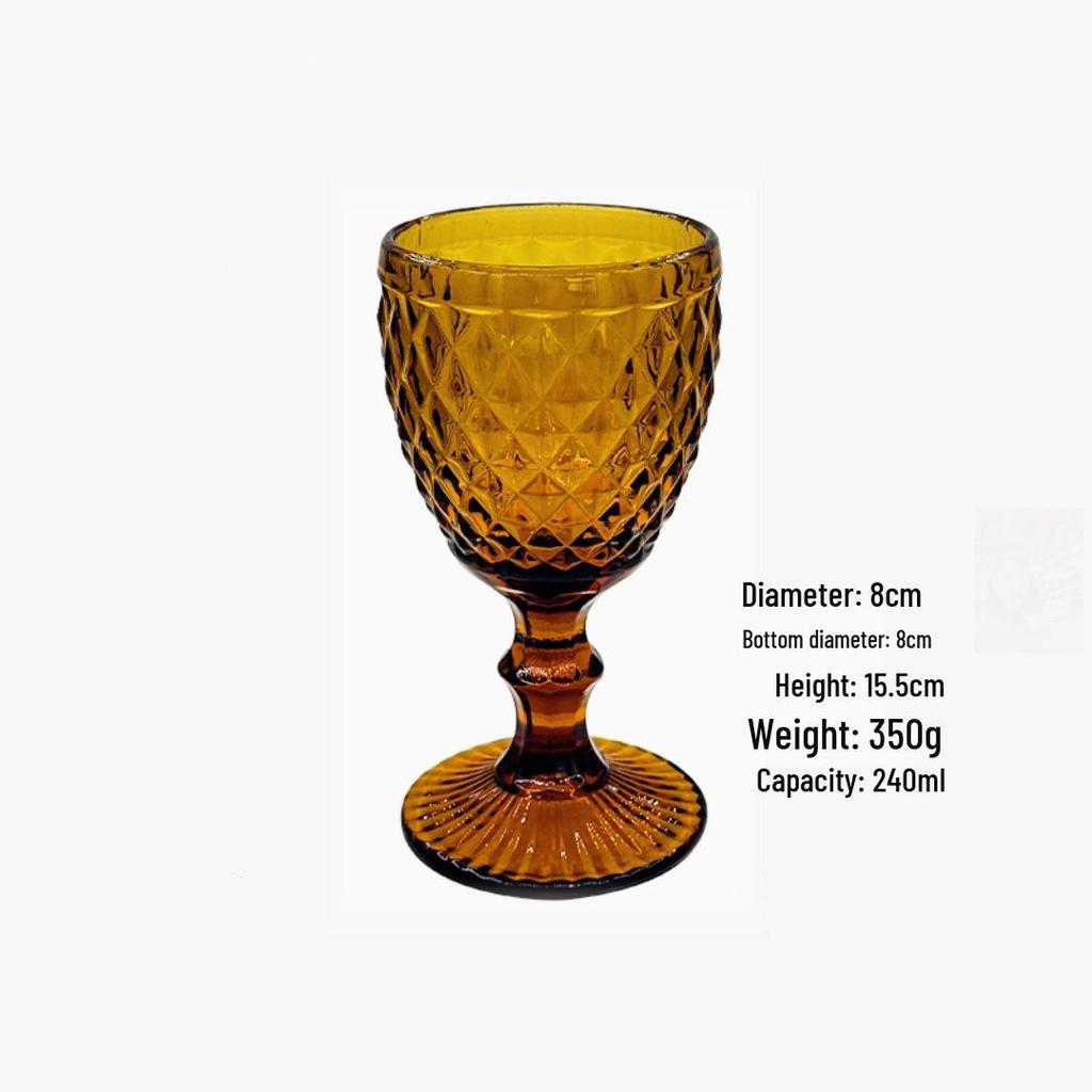 Vintage Embossed High-Footed Red Wine Glass with Bubbles - Wedding Decoration, Child-Friendly, Thickened Design