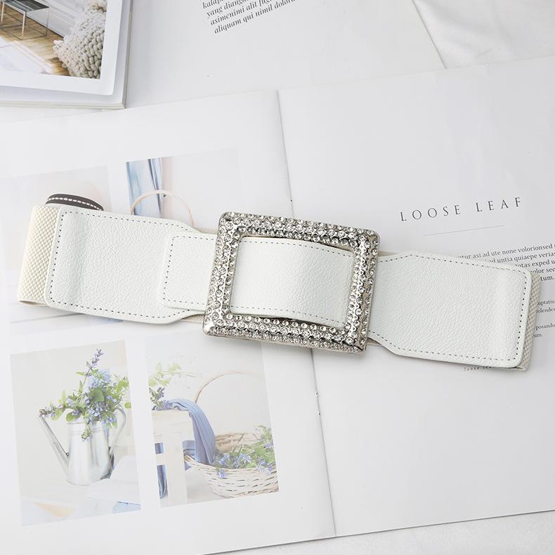 Black Diamond-Encrusted Decoration, Ultra-Wide Elastic Elastic Belt, Women'S Simple Down Jacket With Coat Waist Seal