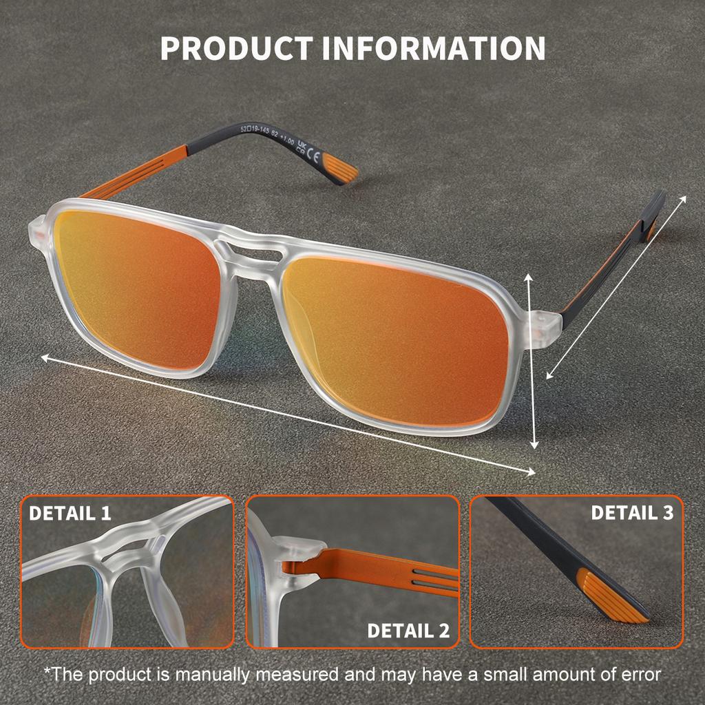 Men Square Progressive Multifocal Presbyopia Glasses Coated Red Glasses Men's Ultralight Frames Brand Designer Reading Eyewear