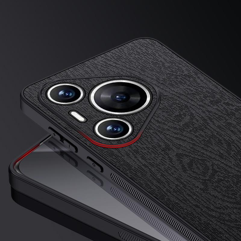 For Huawei Pura 70 Pro/Pura 70 Pro+ Anti-Scratch Case Wood Texture PU Leather+PC+TPU Phone Cover