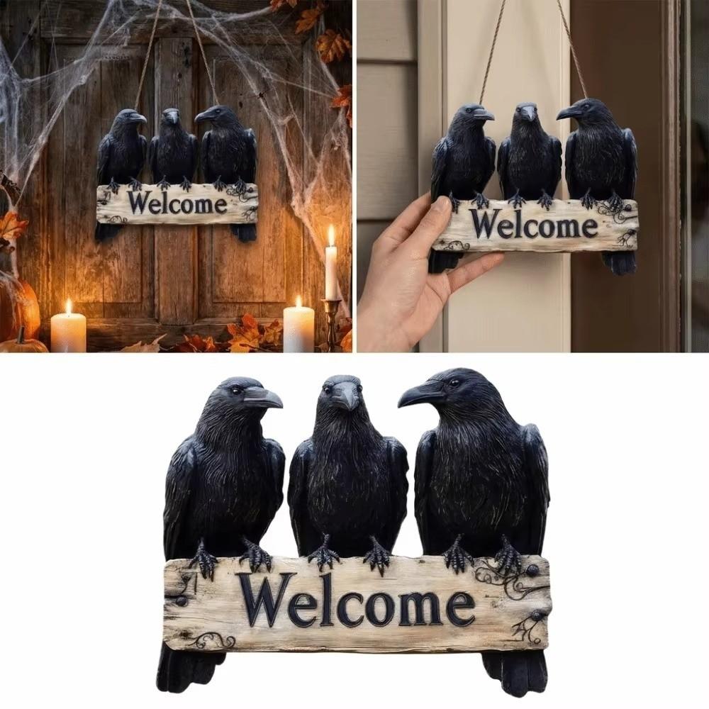 Handmade Halloween Wooden Door Sign Rustic Hanging Tag Halloween Wall Art Door Hanger Garden