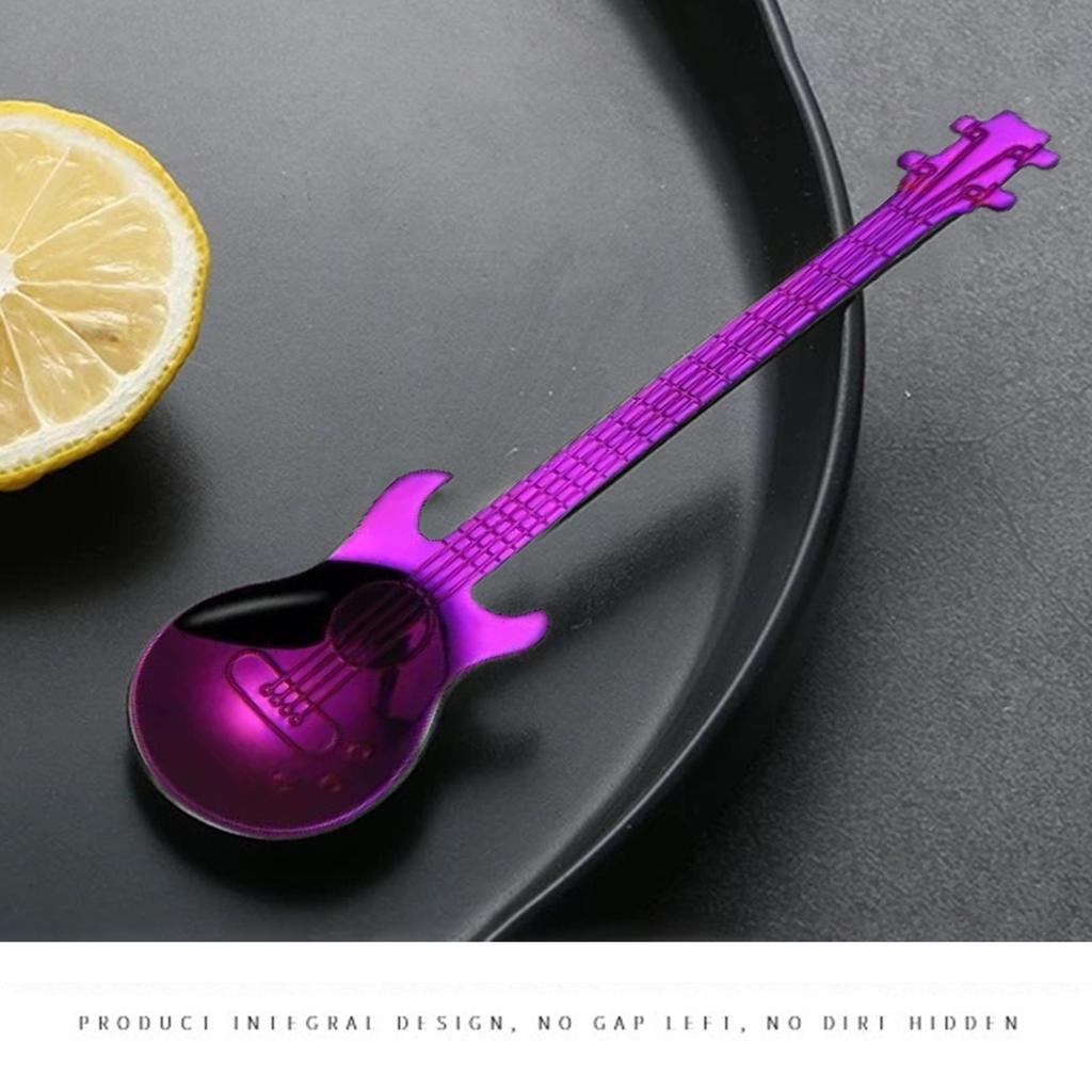 Creative Guitar Spoons 304 Stainless Steel Dessert Ice Cream Coffee Mixing Spoons Kitchen Utensils Easy To Clean