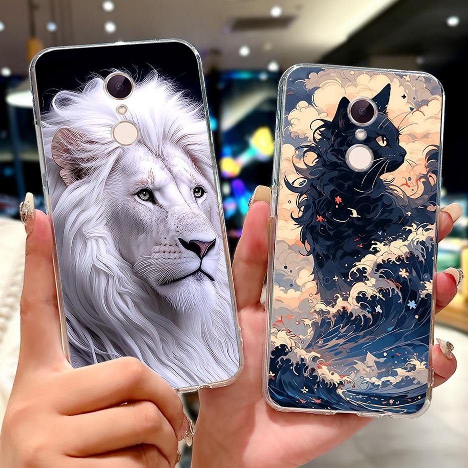For Xiaomi Redmi 5 Plus Case Cute Cat Lion Painted Cover Soft Silicone Phone Case For Xiaomi Redmi 5 Redmi5 Plus Back Cover Bags