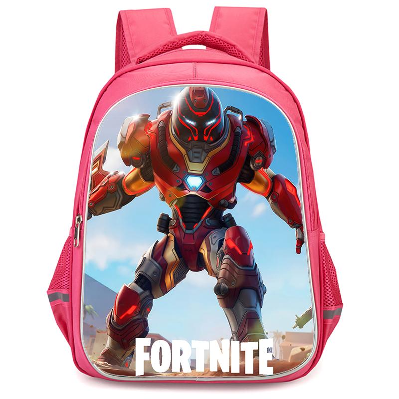 16-Inch Fortnite Cartoon Backpack with Double Zipper Design, Ergonomic Spine Protection, Suitable for Boys & Girls Aged 5-8