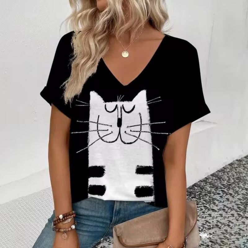 Vintage T Shirt For Women 3d Print Tees Top Fashion Pullover Aesthetic Female Clothing Summer Casual Oversized Tee