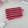 Women Plush Love Lipstick Cosmetic Storage Bag Heart Dot Stripes Leopard Print Clutch Mini Key Coin Purse ID Bag Case