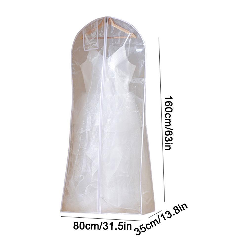 1Pcs Transparent Wedding Dress Dust Cover Double-sided Long Clothes Protector Case Home Wardrobe