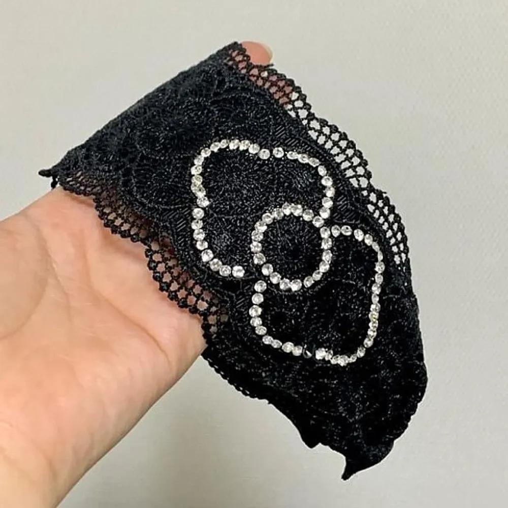 Headband Ear-friendly Wide Lace Hairband Cubic Wide Women's Black Btc007