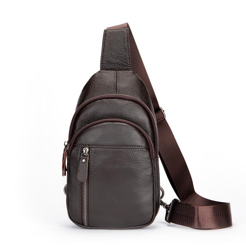 Real Cowhide Leather Chest Bag Men s Trendy Shoulder Top Layer Crossbody Waist Soft Backpack Casual