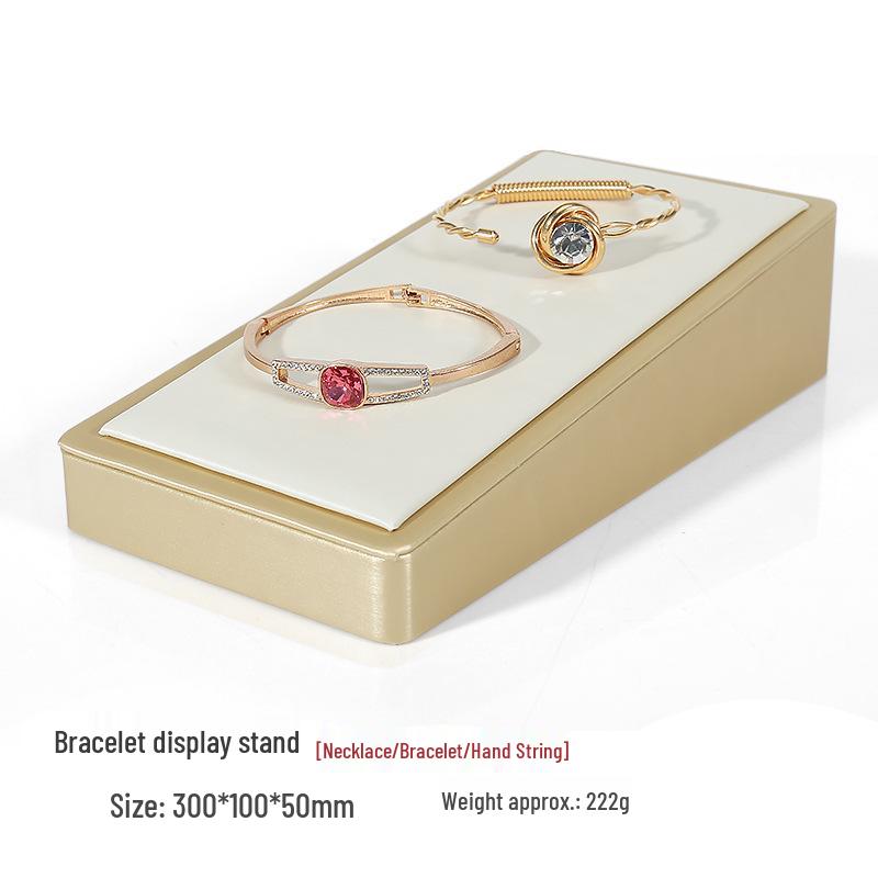 Beige PU Leather Jadeite Jewelry Display Stand for Rings and Pendants