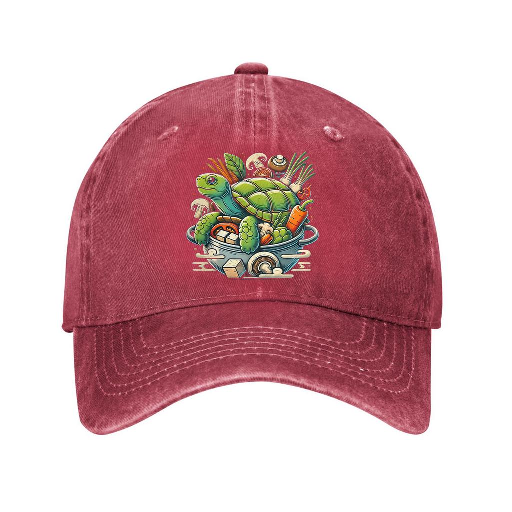 Cute Turtle Cooking Soup Baseball Cap Adjustable Cotton Dad Hat Cartoon Graphic Casual Sun Protection for Men Women