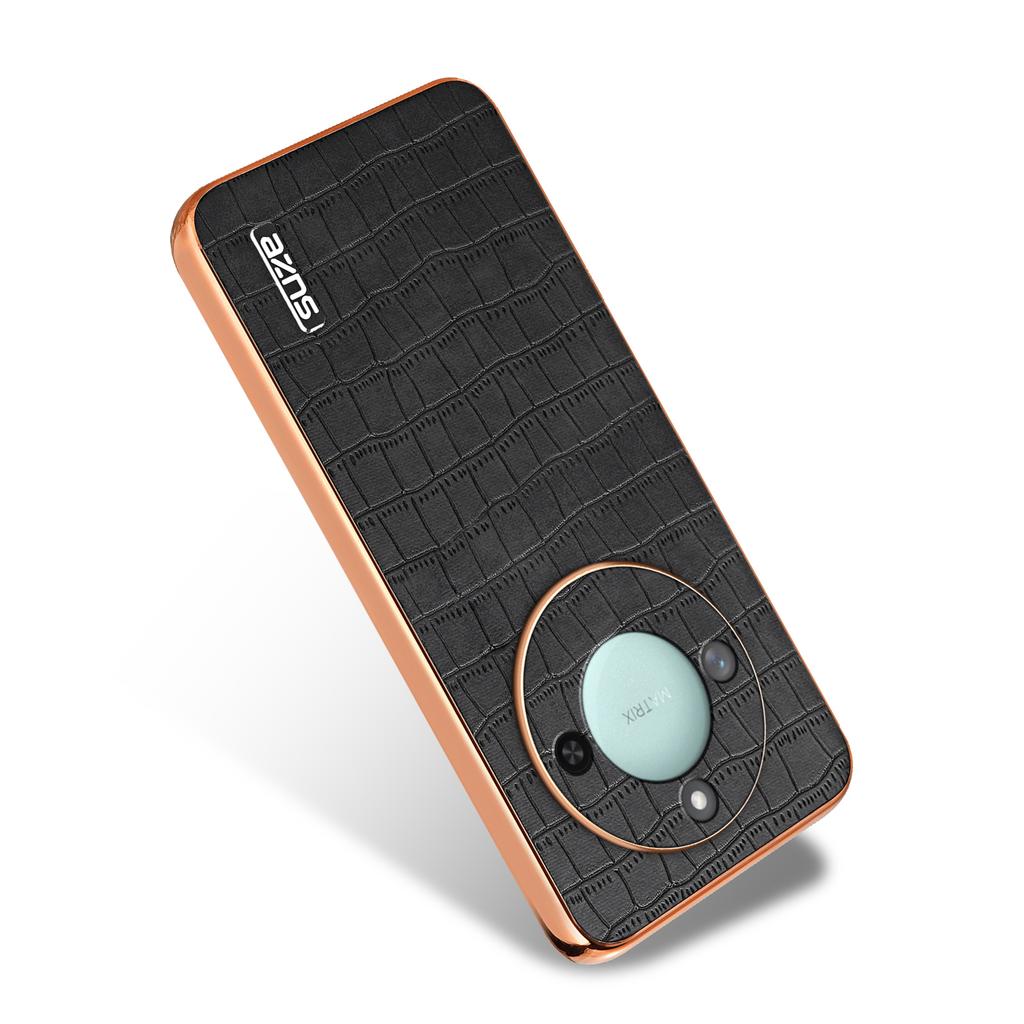 AZNS For Honor X60 5G Case Electroplating Crocodile Texture PU+TPU Phone Cover