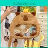 Cute Cartoon Capybara With Transparent Layer Can Hold Badge Plush Backpack
