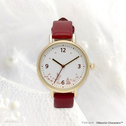 Fieldwork Women's Analog Moomin Watch with Leather Strap, Simple Moomin Print Watch J, Red, MOM021-3