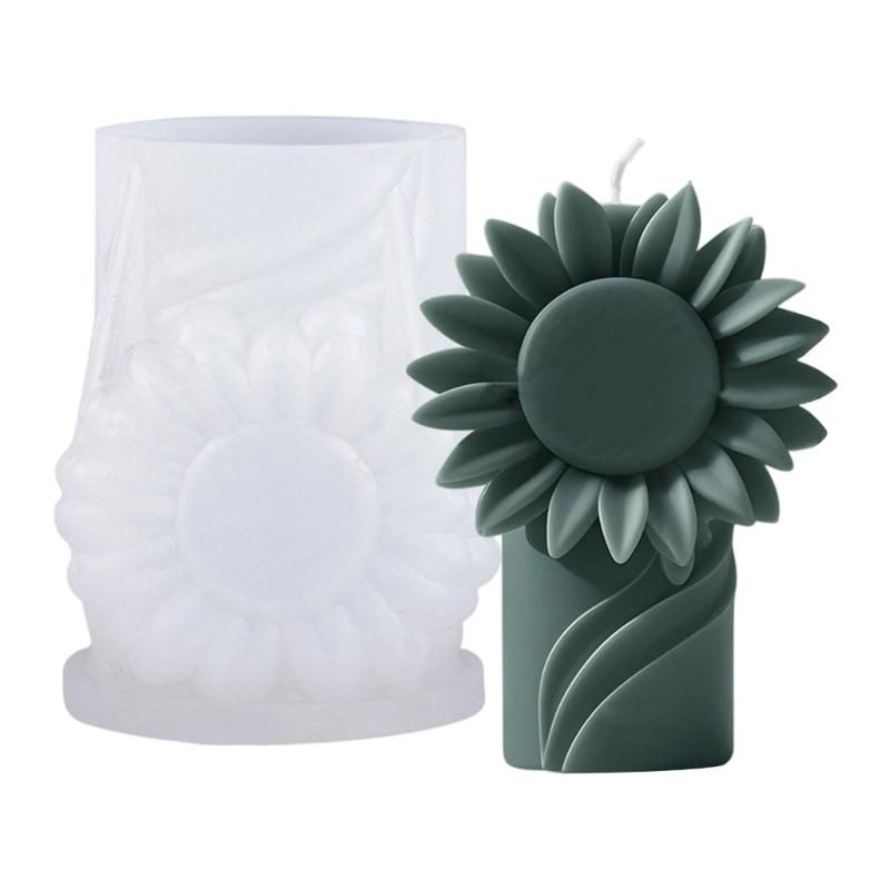 Flower Pillar Candle Molds for Epoxy Resin Candle Soap Embossed Flower Cylinder Shape Silicone Molds for Home Decoration