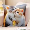 Couple Cat Print Decorative Pillowcase Bedroom Living Room Square Cushion Pillowcase
