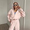 Amazon Cross-border Leisure Sports Women's Suit Solid Color Long-sleeved Zipper Cardigan Jacket Elastic Trousers Two-piece Set