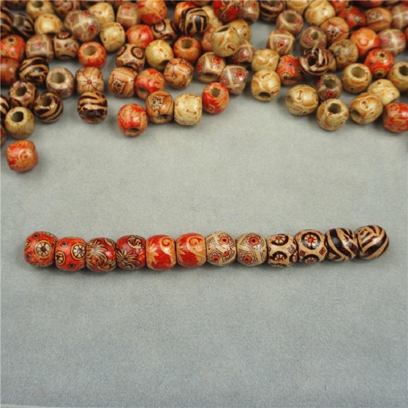 Louleur Big Hole Natural Wooden Beads For Jewelry Making Fit Necklace Bracelet Charm Stripes Loose Wood Abacus Bead