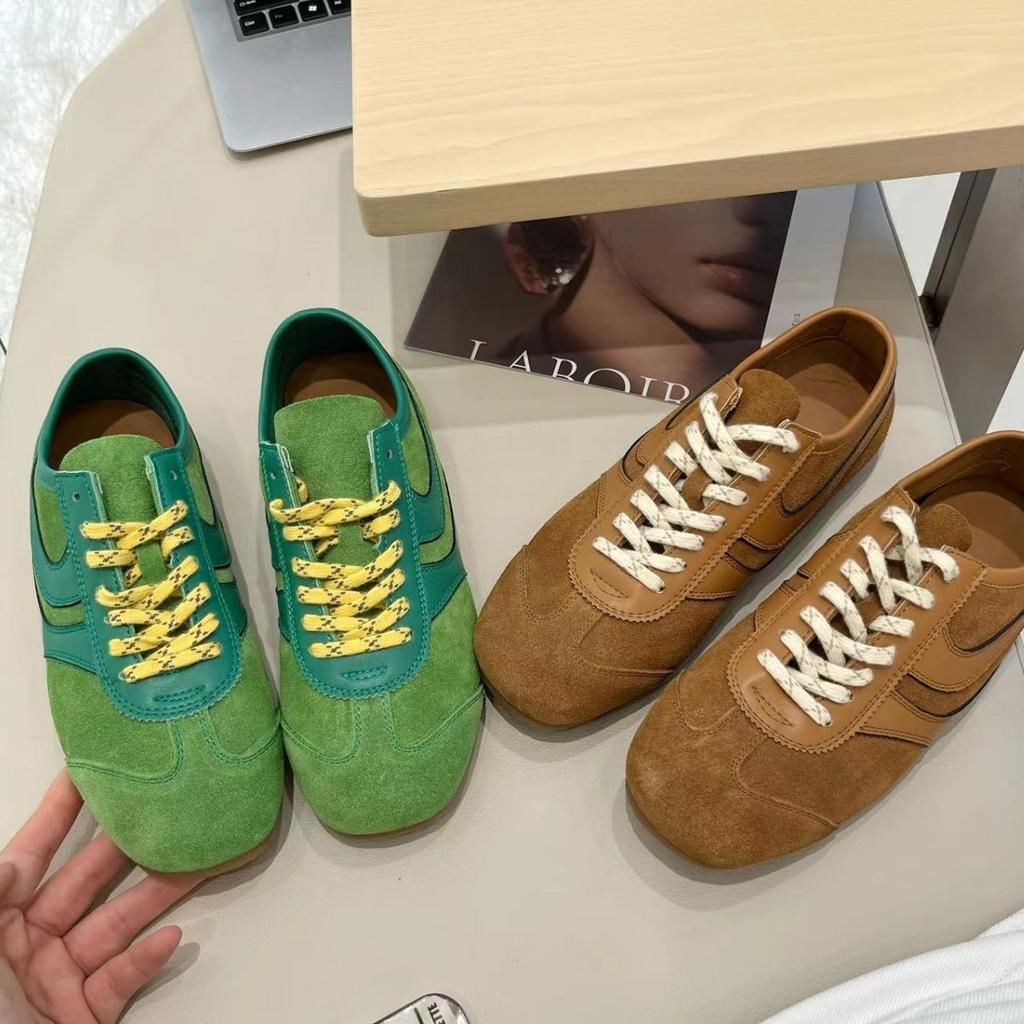 Fashion Women's Sneakers 2024 New Genuine Leather Ladies Moral Training Shoes Casual Spring Flat Shoes Women