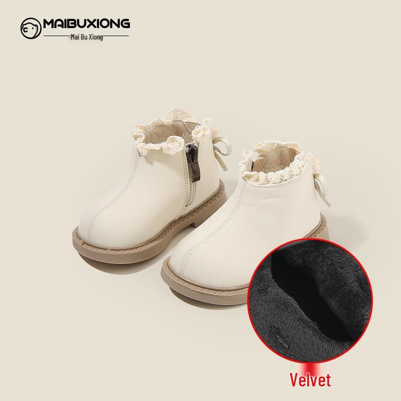 Autumn/Winter Infant & Girls' Leather and Cotton Boots, Korean Style