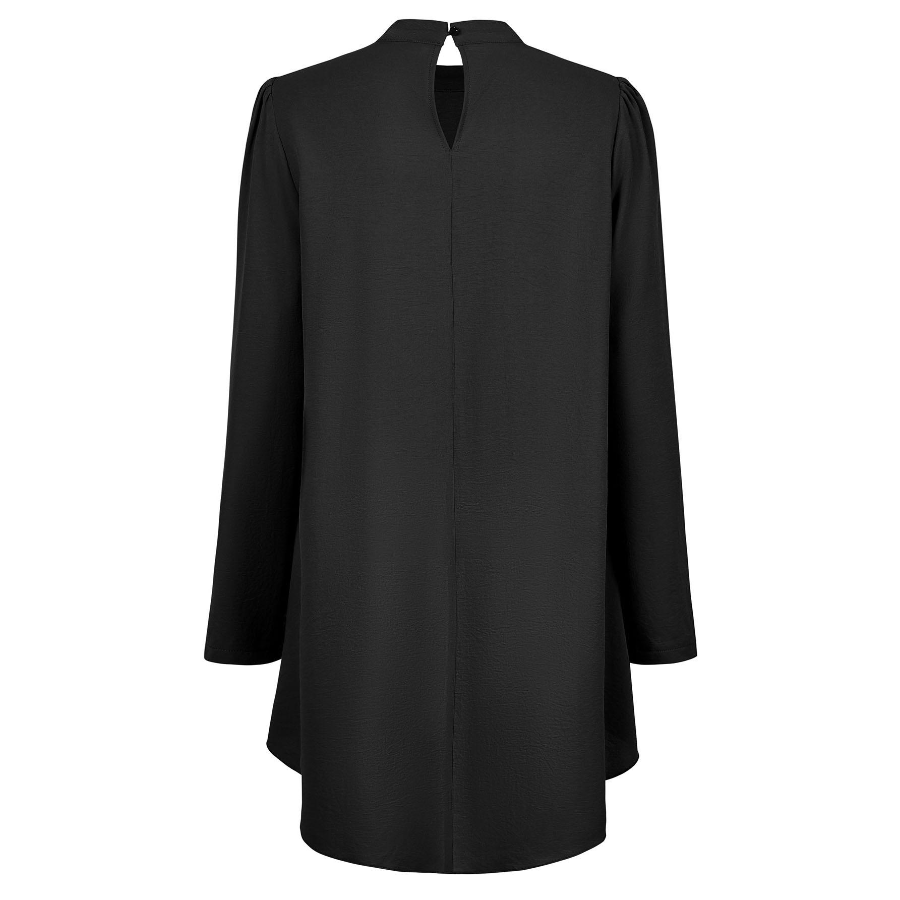 Повседневная женская модная однотонная рубашка с высоким воротником и длинными рукавами — фото 16