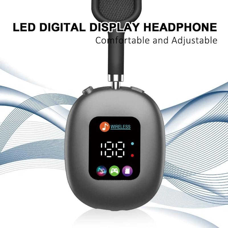 Head-mounted Touch Screen Earphones Digital Display Screen Noise Cancellation Casque Bluetooth Headphones