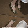 Goldene spitze Zehenpartie mit Mary-Jane-Schuhen, flacher Ausschnitt Damenschuhe, flacher Boden mit innerer Höhenerhöhung einzelne Damenschuhe