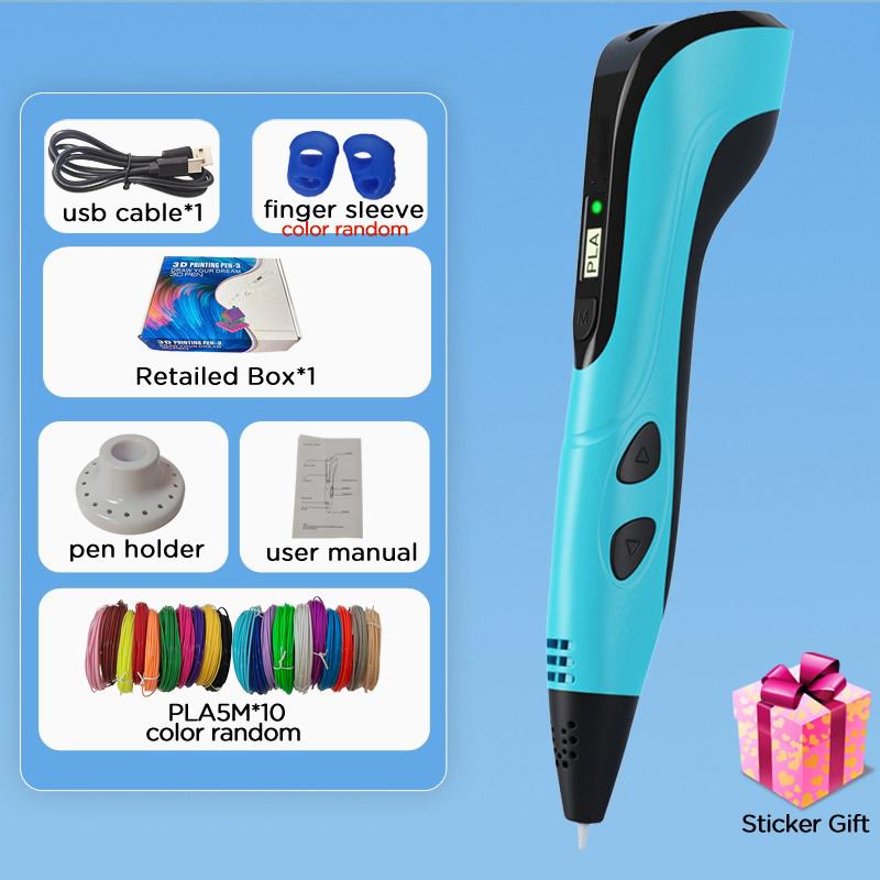 3D Kalem Çocuklar için PLA Filamentler 3D Baskı Kalemi Çocuklar DIY Çizim Kalemleri Type C Portlu Erkek Kız Noel Doğum Günü Hediyeleri